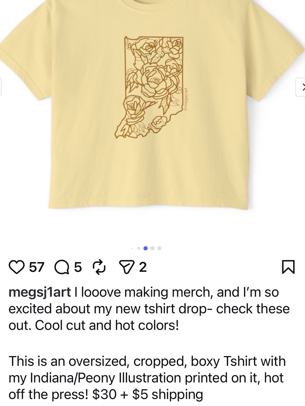 Yellow Cropped Tee with peony Floral Indiana Graphic